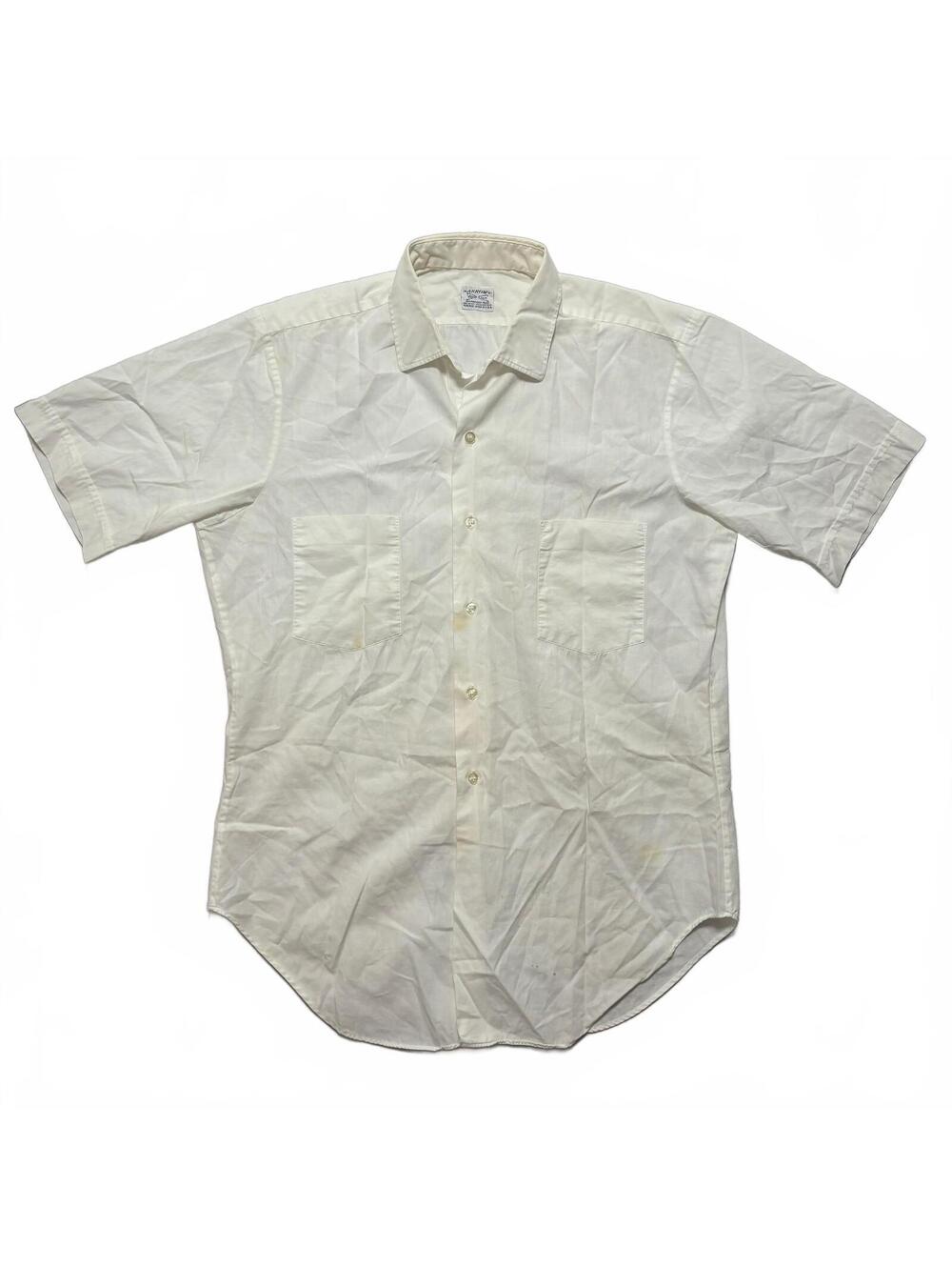 VTG 60's Arrow Whip Club Sanforized White Short Sleeve Button Up Shirt Men's M